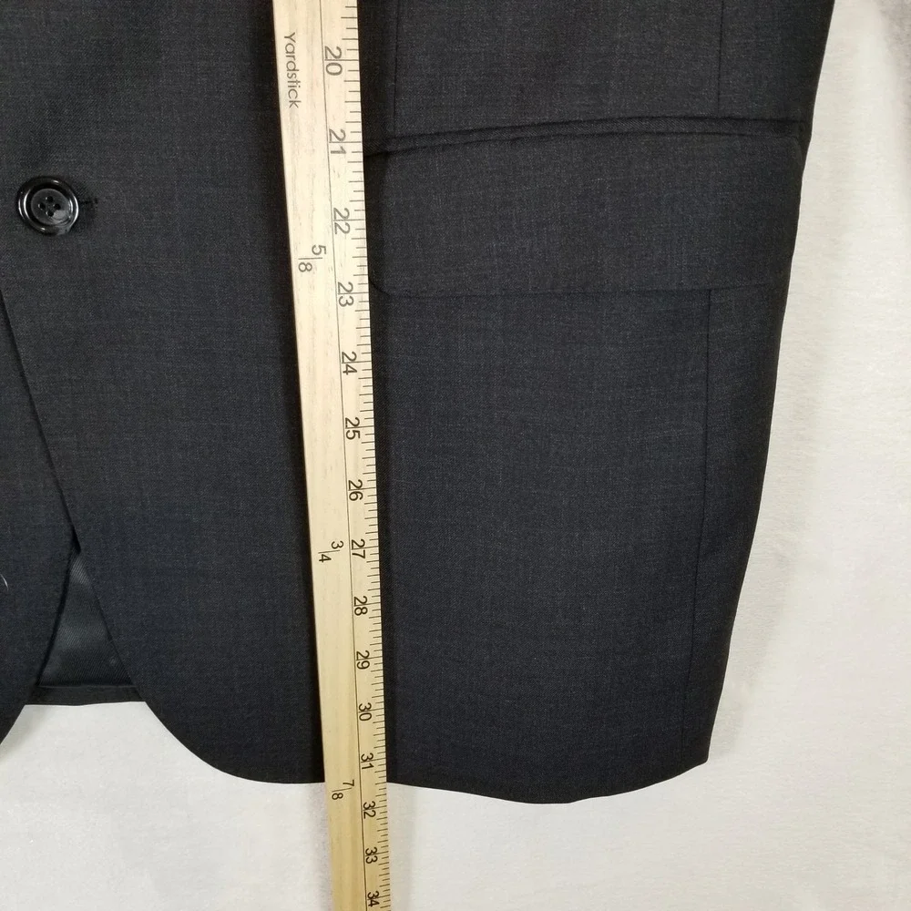 Byron British Style Suit Mens 44R Charcoal Gray 100% Wool Balmoral 2-Piece Set